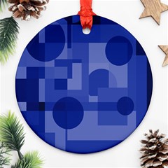 Deep Blue Abstract Design Round Ornament (two Sides)  by Valentinaart