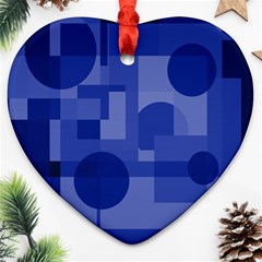 Deep Blue Abstract Design Heart Ornament (2 Sides) by Valentinaart