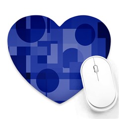 Deep Blue Abstract Design Heart Mousepads