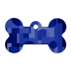 Deep Blue Abstract Design Dog Tag Bone (one Side)