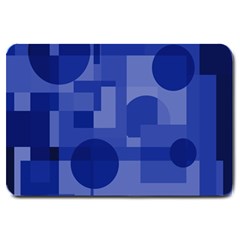 Deep Blue Abstract Design Large Doormat  by Valentinaart