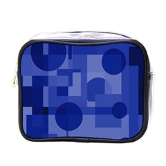 Deep Blue Abstract Design Mini Toiletries Bags by Valentinaart