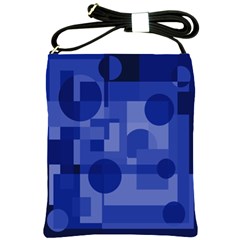 Deep Blue Abstract Design Shoulder Sling Bags by Valentinaart