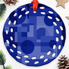 Deep Blue Abstract Design Ornament (round Filigree) 