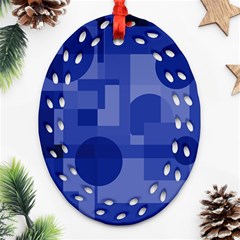 Deep Blue Abstract Design Ornament (oval Filigree) 