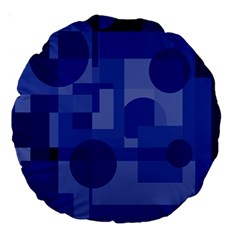 Deep Blue Abstract Design Large 18  Premium Round Cushions