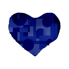 Deep Blue Abstract Design Standard 16  Premium Heart Shape Cushions by Valentinaart