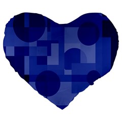 Deep Blue Abstract Design Large 19  Premium Heart Shape Cushions