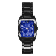 Deep Blue Abstract Design Stainless Steel Barrel Watch by Valentinaart