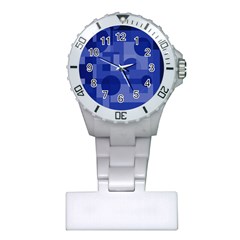 Deep Blue Abstract Design Plastic Nurses Watch by Valentinaart