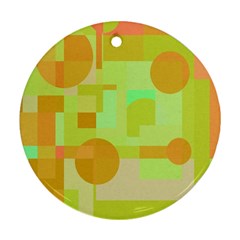 Green And Orange Decorative Design Ornament (round)  by Valentinaart