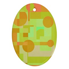 Green And Orange Decorative Design Ornament (oval) 