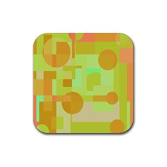 Green And Orange Decorative Design Rubber Coaster (square) 