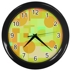 Green And Orange Decorative Design Wall Clocks (black) by Valentinaart