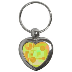 Green And Orange Decorative Design Key Chains (heart)  by Valentinaart