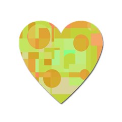 Green And Orange Decorative Design Heart Magnet