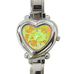 Green And Orange Decorative Design Heart Italian Charm Watch