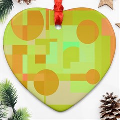 Green And Orange Decorative Design Heart Ornament (2 Sides)