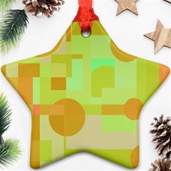 Green And Orange Decorative Design Star Ornament (two Sides)  by Valentinaart