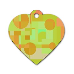 Green And Orange Decorative Design Dog Tag Heart (one Side)