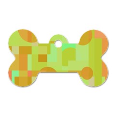 Green And Orange Decorative Design Dog Tag Bone (two Sides)