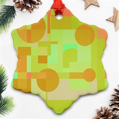 Green And Orange Decorative Design Snowflake Ornament (2-side) by Valentinaart