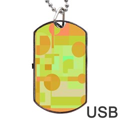 Green And Orange Decorative Design Dog Tag Usb Flash (one Side) by Valentinaart