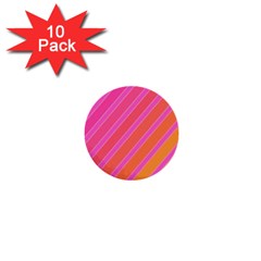 Pink Elegant Lines 1  Mini Buttons (10 Pack)  by Valentinaart