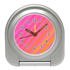 Pink elegant lines Travel Alarm Clocks