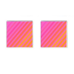 Pink elegant lines Cufflinks (Square)