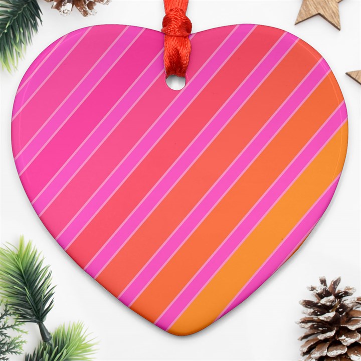 Pink elegant lines Heart Ornament (2 Sides)