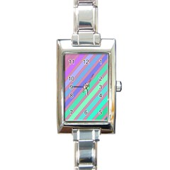 Pastel Colorful Lines Rectangle Italian Charm Watch by Valentinaart