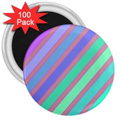 Pastel Colorful Lines 3  Magnets (100 Pack)