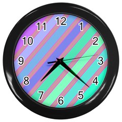 Pastel Colorful Lines Wall Clocks (black) by Valentinaart