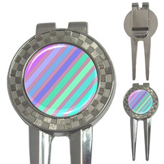 Pastel Colorful Lines 3-in-1 Golf Divots