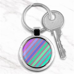 Pastel Colorful Lines Key Chains (round)  by Valentinaart