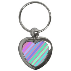 Pastel Colorful Lines Key Chains (heart) 