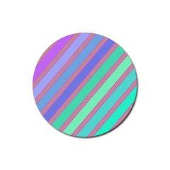 Pastel Colorful Lines Rubber Round Coaster (4 Pack)  by Valentinaart