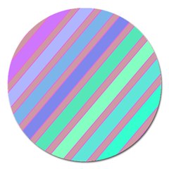 Pastel Colorful Lines Magnet 5  (round) by Valentinaart