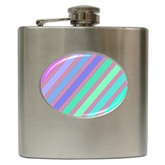 Pastel Colorful Lines Hip Flask (6 Oz) by Valentinaart