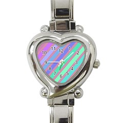 Pastel Colorful Lines Heart Italian Charm Watch