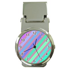 Pastel Colorful Lines Money Clip Watches