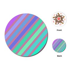 Pastel Colorful Lines Playing Cards (round)  by Valentinaart