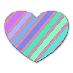 Pastel Colorful Lines Heart Mousepads by Valentinaart