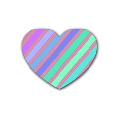 Pastel Colorful Lines Rubber Coaster (heart) 