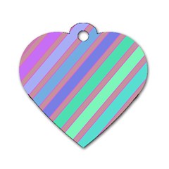 Pastel Colorful Lines Dog Tag Heart (two Sides) by Valentinaart