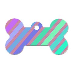 Pastel Colorful Lines Dog Tag Bone (one Side)