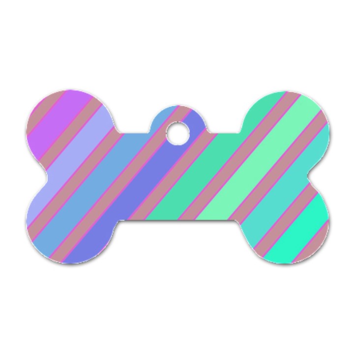 Pastel colorful lines Dog Tag Bone (One Side)