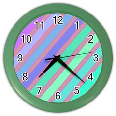 Pastel Colorful Lines Color Wall Clocks by Valentinaart