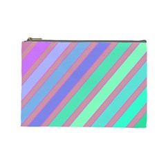 Pastel Colorful Lines Cosmetic Bag (large)  by Valentinaart